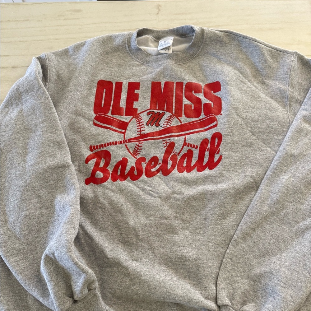 Ole Miss Baseball Gray Crewneck